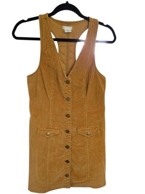 Cooperative by Urban Outfitters Camel Corduroy Button Front Mini Dress S